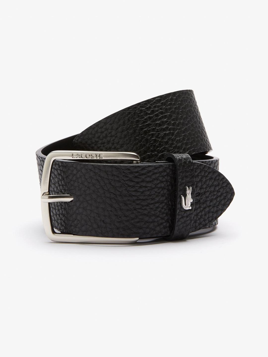 lacoste men textured leather formal belt