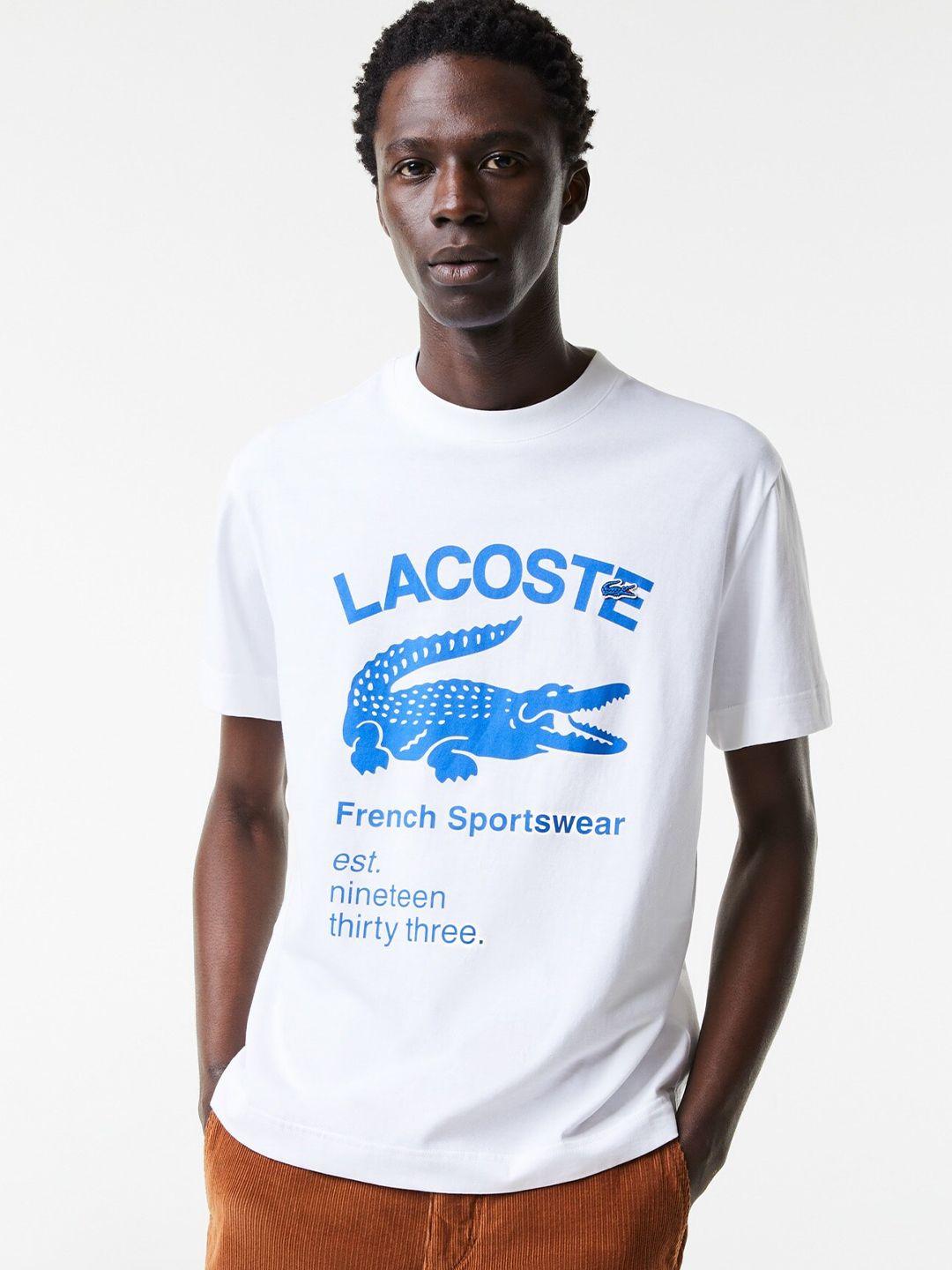 lacoste men typography printed pure cotton t-shirt