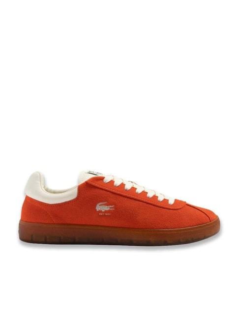 lacoste men's baseshot orange casual sneakers