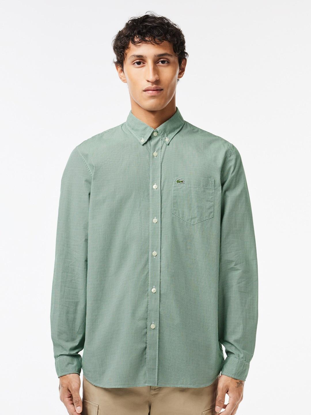 lacoste micro checks pure cotton casual shirt