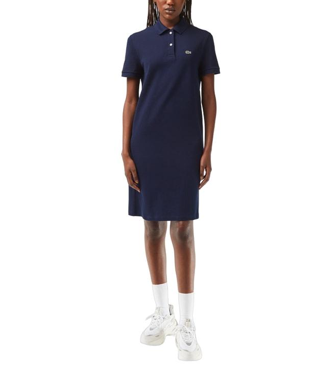 lacoste navy core collection piqu¿ regular fit knit polo dress