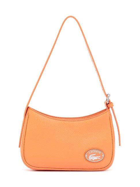 lacoste orange grained leather medium hobo shoulder bag