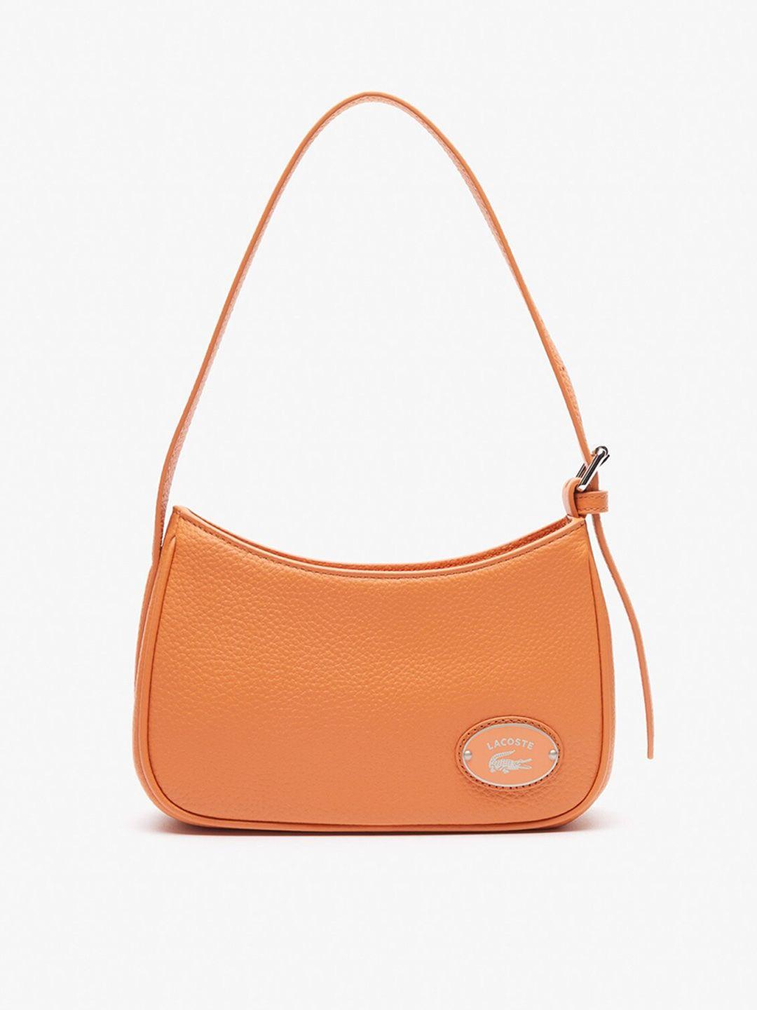 lacoste pure leather structured shoulder bag