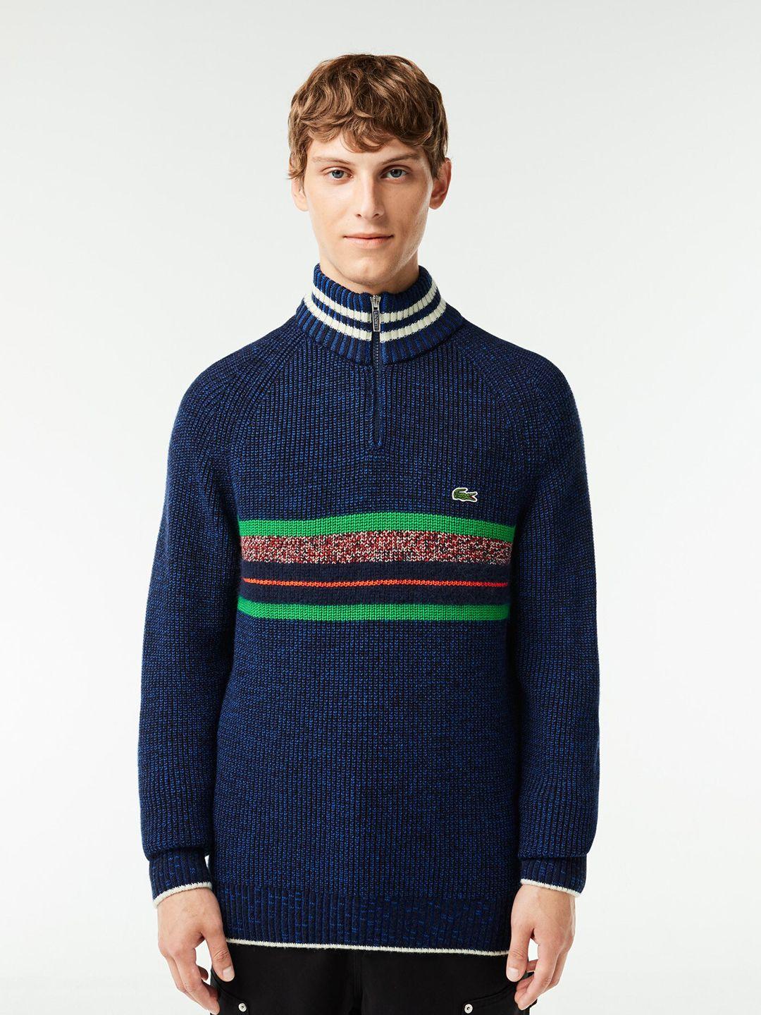 lacoste ribbed mock neck pullover sweater