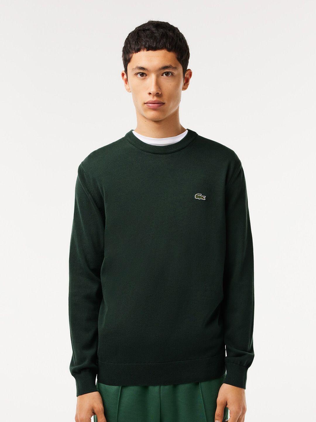 lacoste round neck cotton pullover sweater