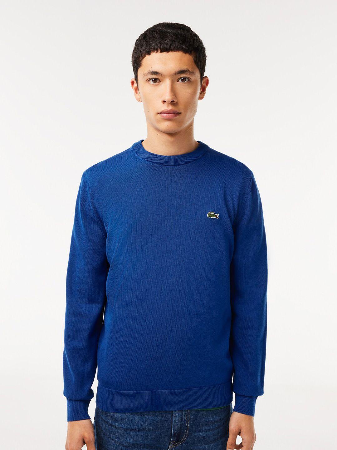 lacoste round neck cotton pullover sweater