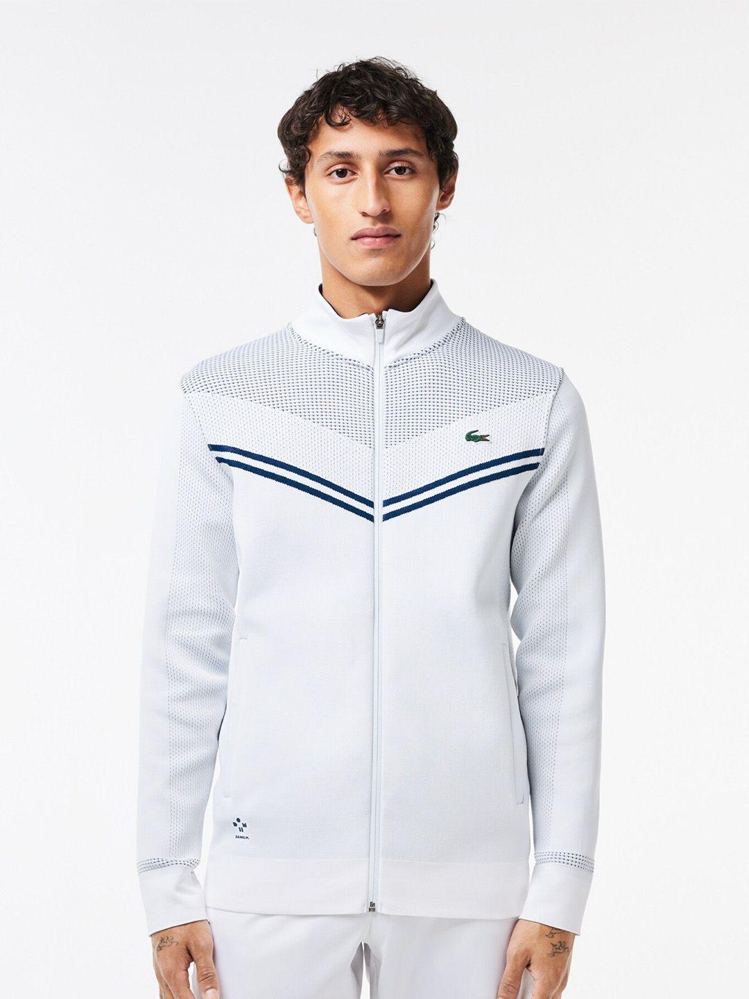 lacoste self design stand collar sporty jacket