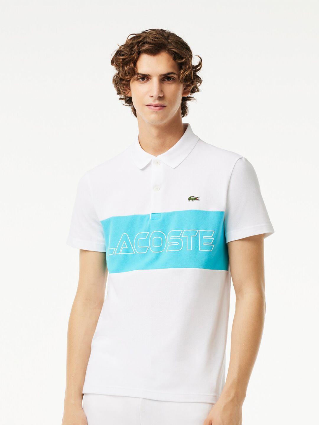 lacoste typography printed polo collar t-shirt