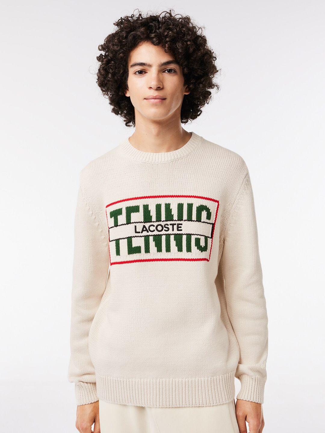 lacoste typography printed pullover sweater