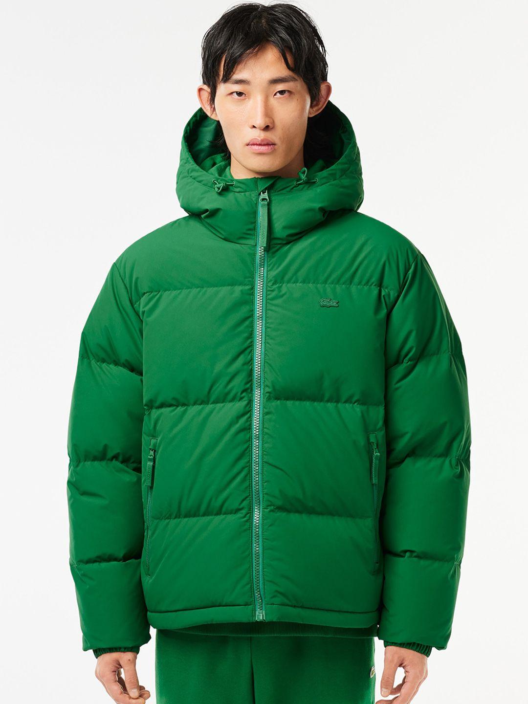 lacoste water resistant hooded padded jacket