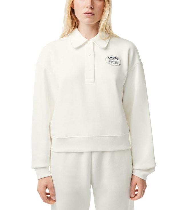 lacoste white core collection regular fit sweatshirts