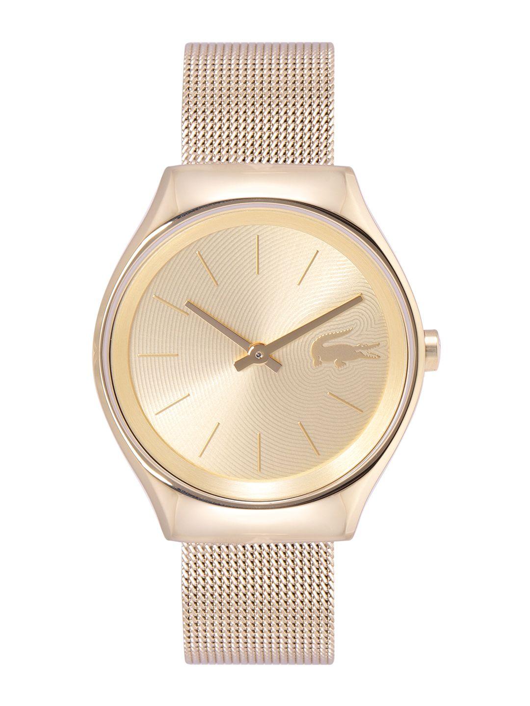 lacoste women gold-toned dial & stainless steel bracelet style analogue watch 2000952
