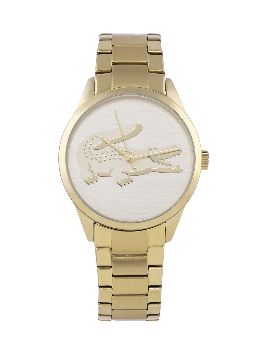 lacoste women gold-toned ladycroc analogue watch 2001175