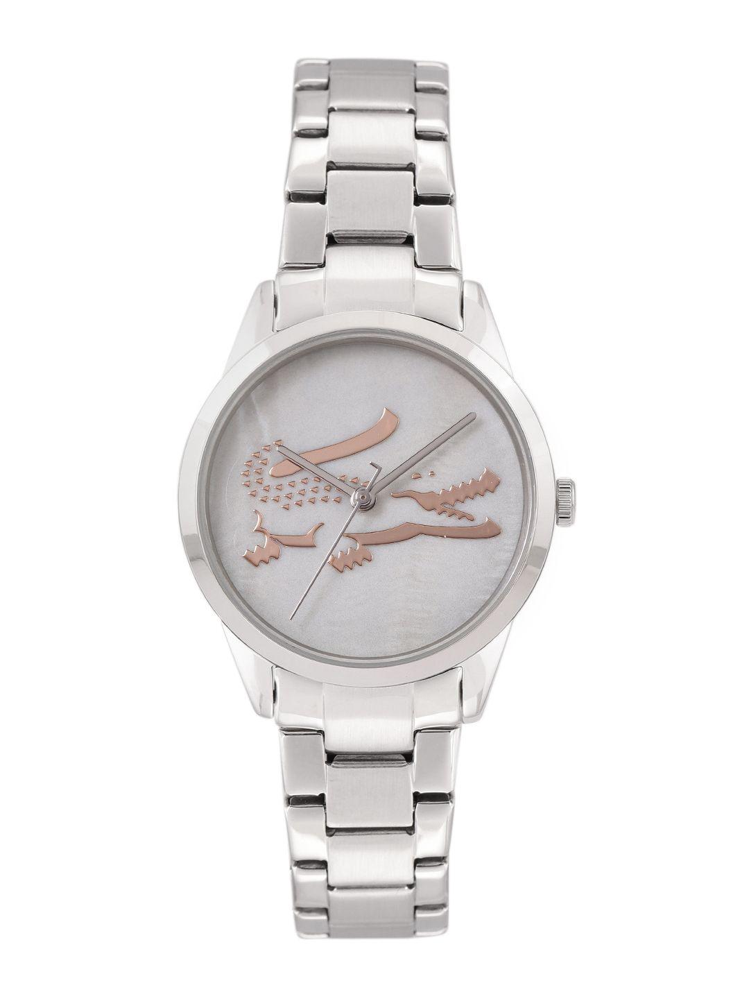 lacoste women grey ladycroc mini mother of pearl dial & straps analogue watch 2001214