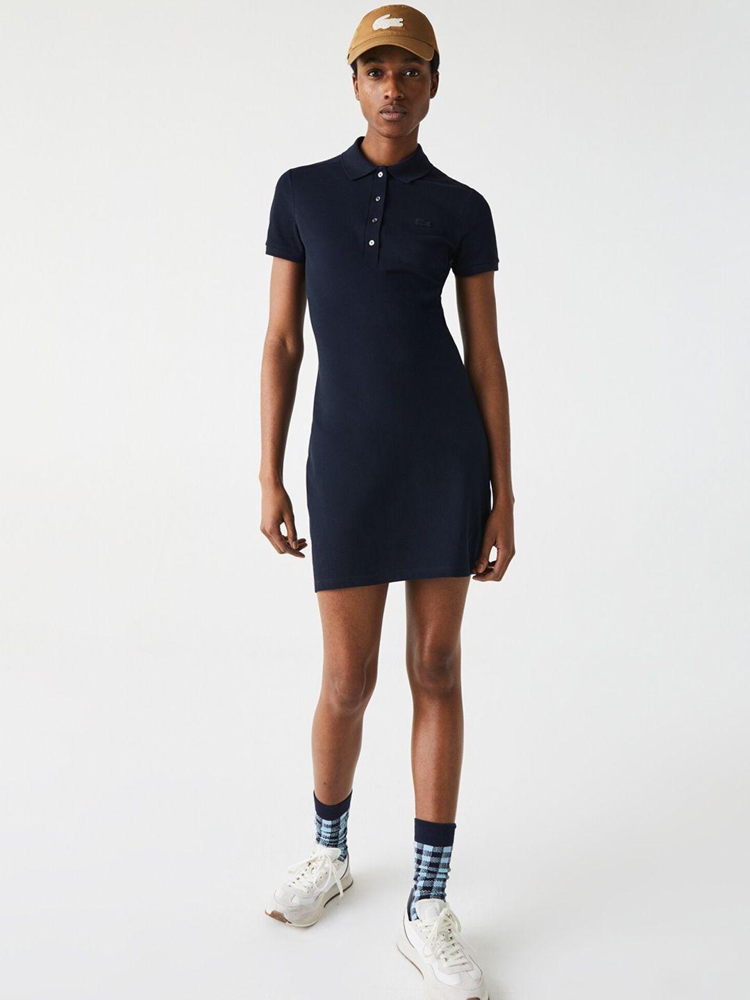 lacoste women navy blue solid t-shirt dress