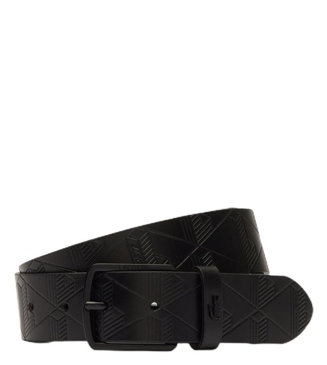lacoste black monogram leather belt