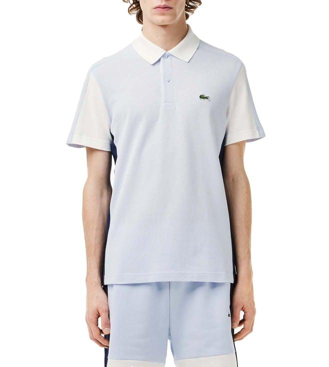 lacoste blue & white colour-block regular fit polo t-shirt