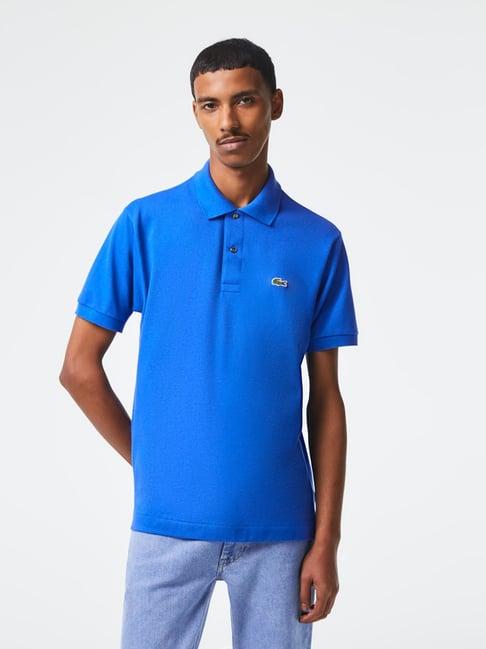 lacoste blue cotton classic fit polo t-shirt