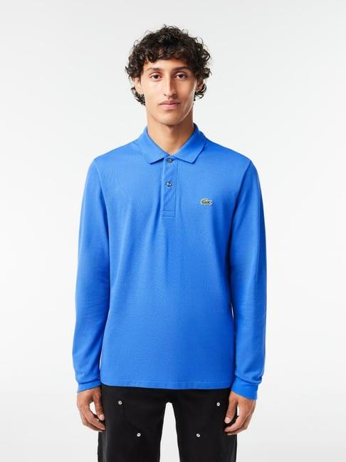 lacoste blue cotton classic fit polo t-shirt