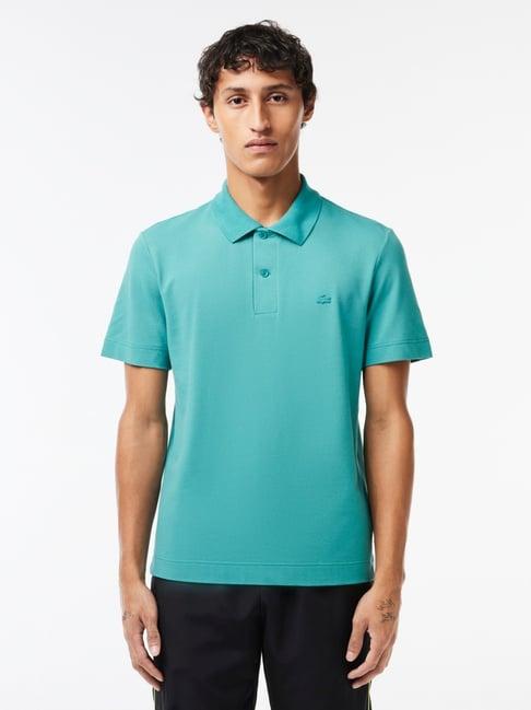 lacoste blue cotton regular fit polo t-shirt