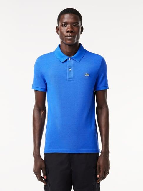 lacoste blue cotton slim fit polo t-shirt