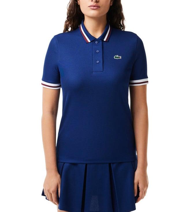 lacoste blue ultra-dry anti-uv stretch golf polo t-shirt