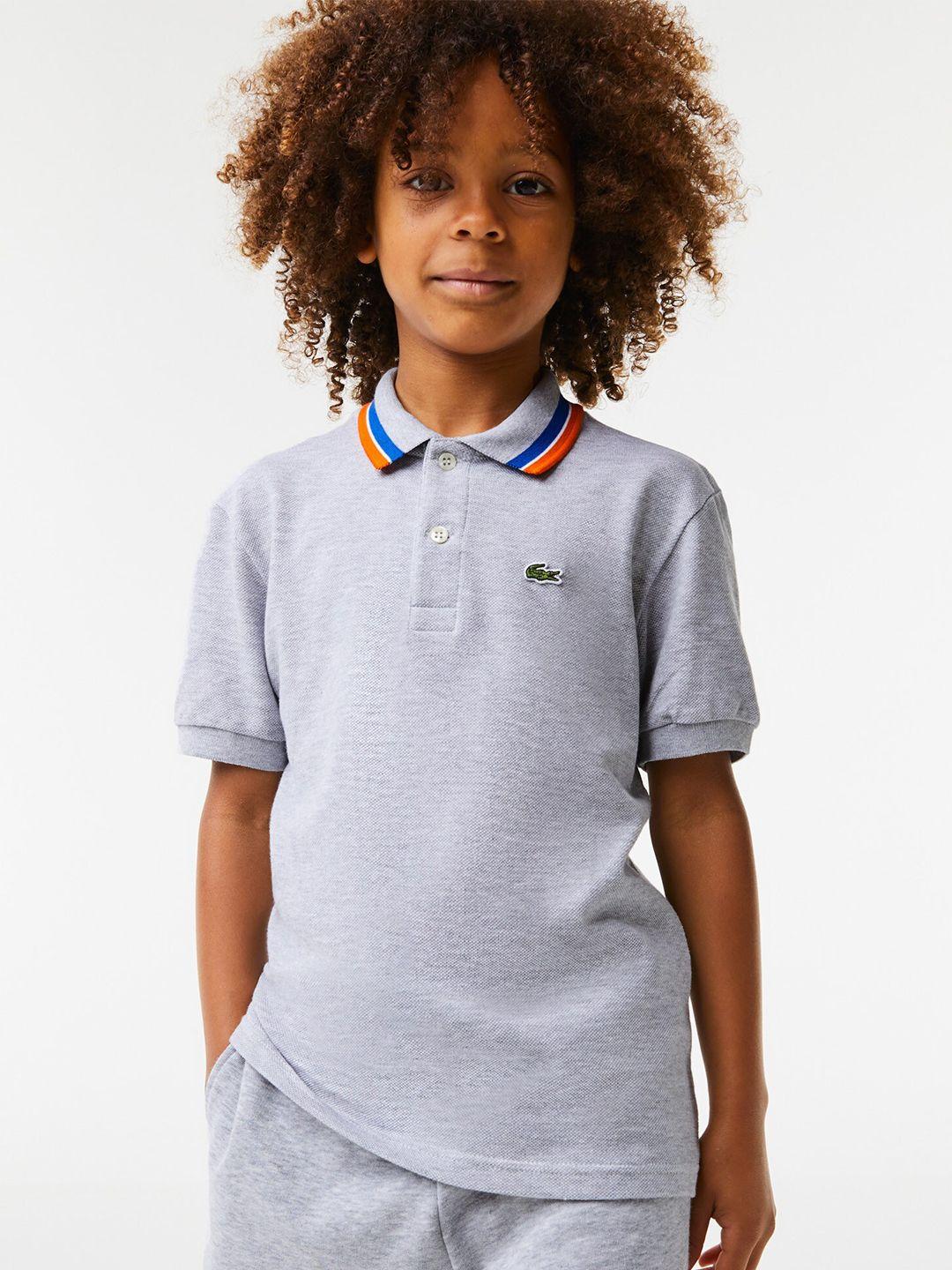 lacoste boys polo collar pure cotton t-shirt