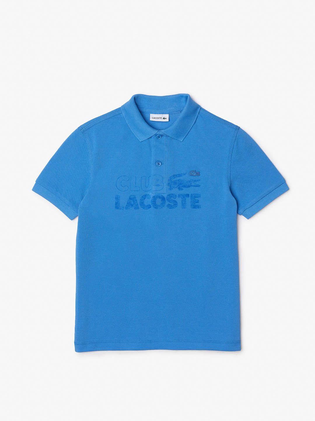 lacoste boys typography printed polo collar pure cotton t-shirt