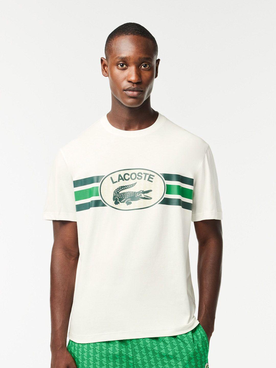 lacoste brand logo printed cotton t-shirt