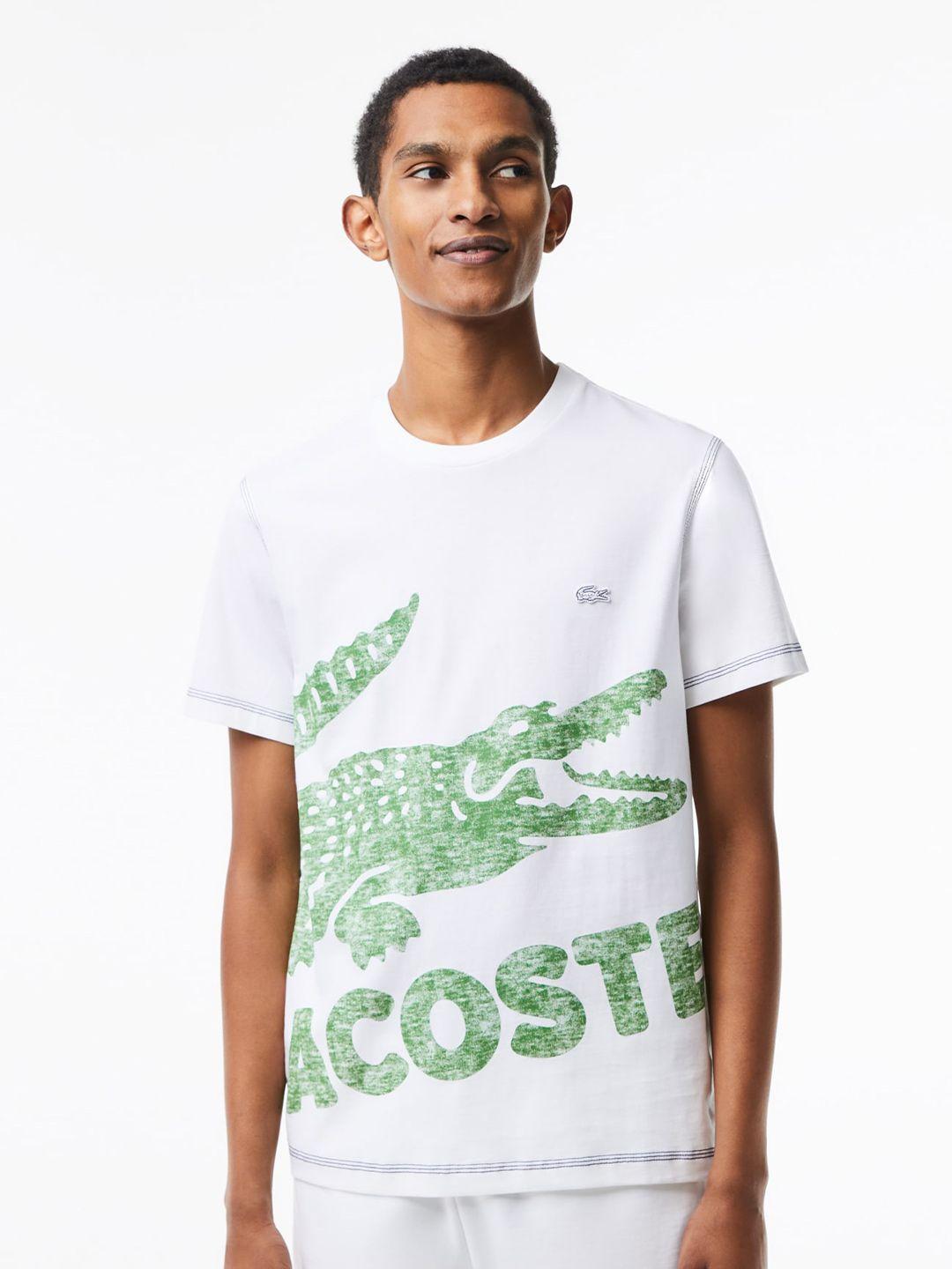 lacoste brand logo printed organic cotton jersey t-shirt