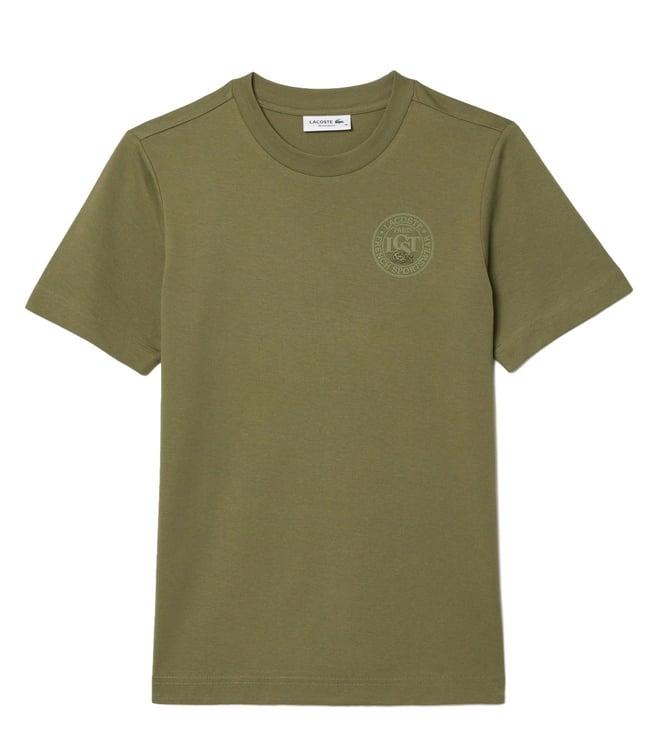 lacoste brown branded cotton jersey t-shirt