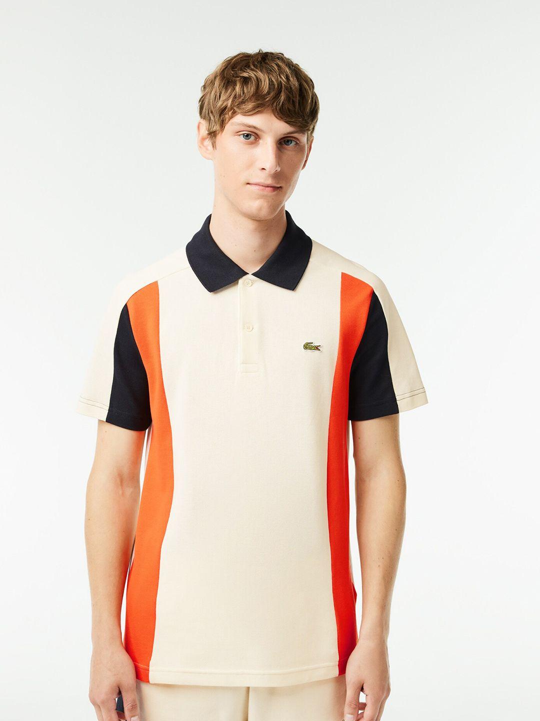 lacoste colorblocked polo collar short sleeve cotton t-shirt