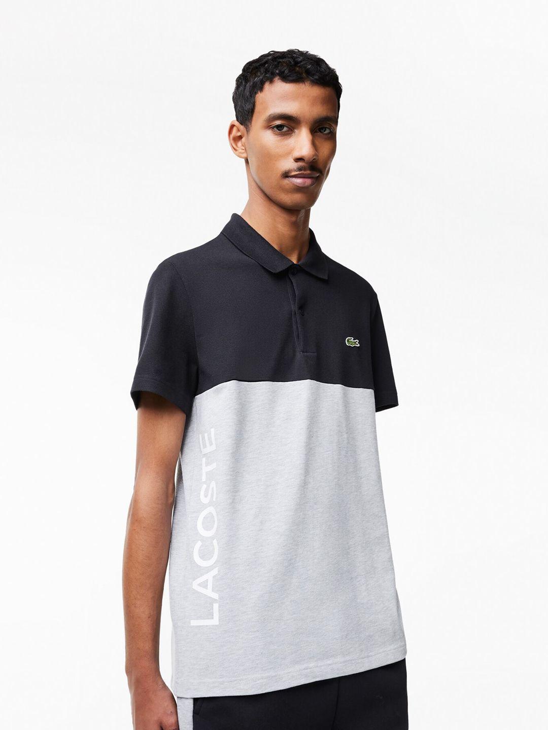 lacoste colourblocked polo collar t-shirt