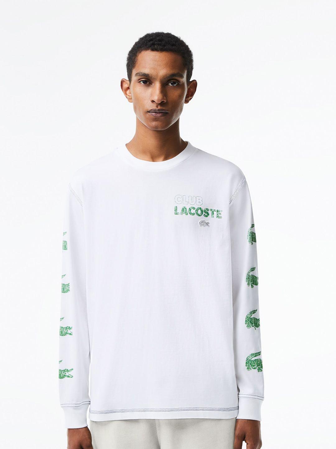 lacoste conversational printed oversize fit pure cotton croc t-shirt