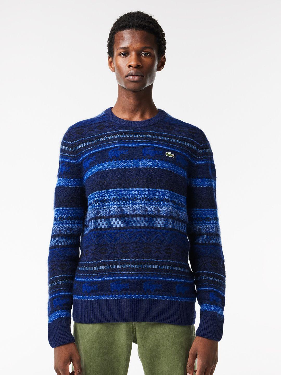 lacoste conversational self design pullover sweater