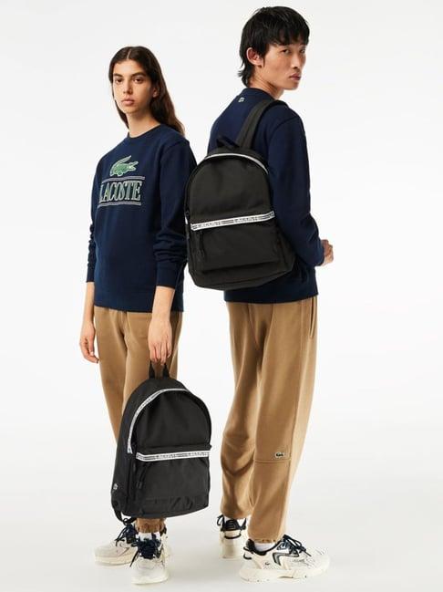 lacoste core black polyester solid backpack