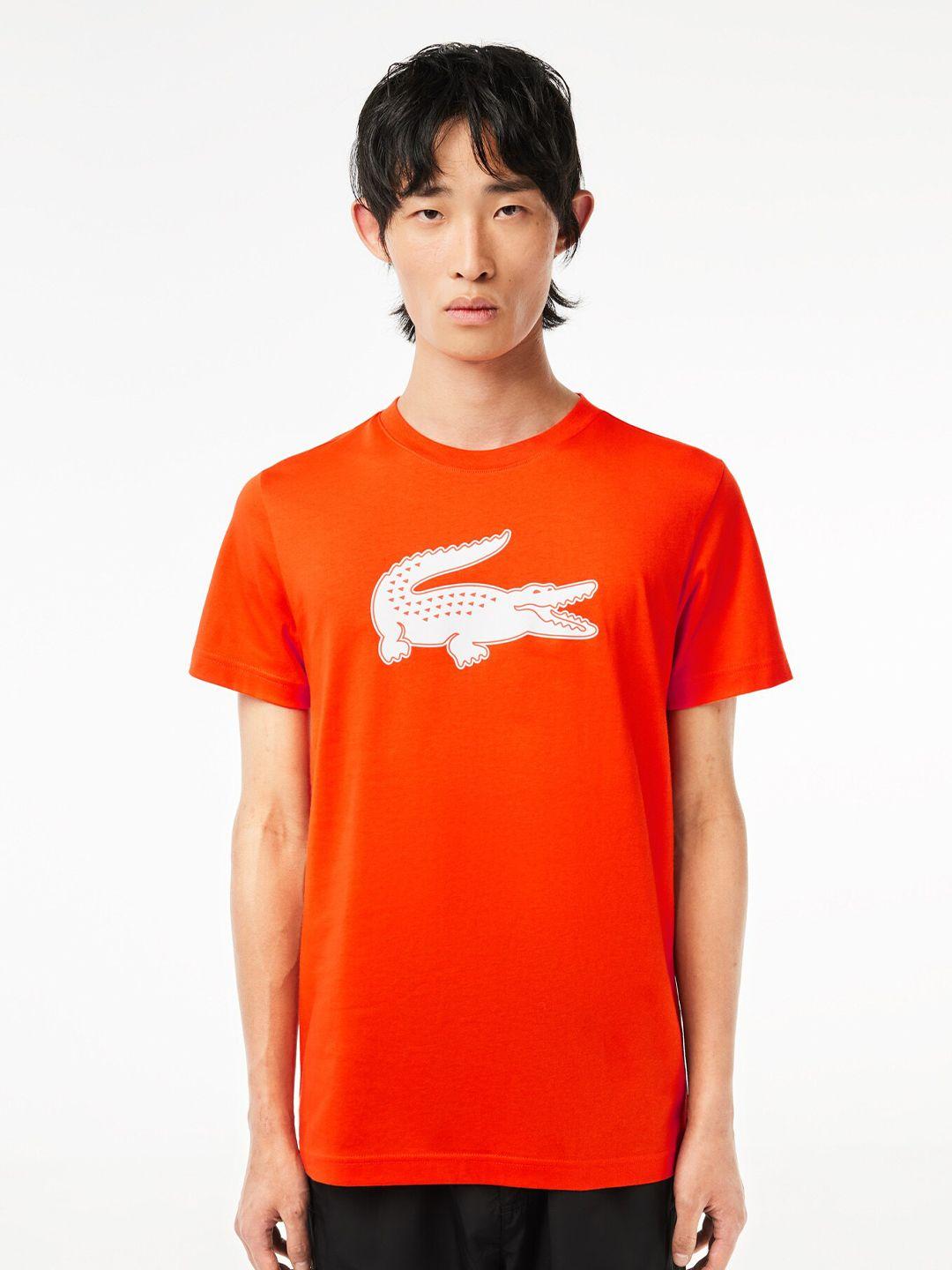 lacoste crocodile printed round neck breathable t-shirt