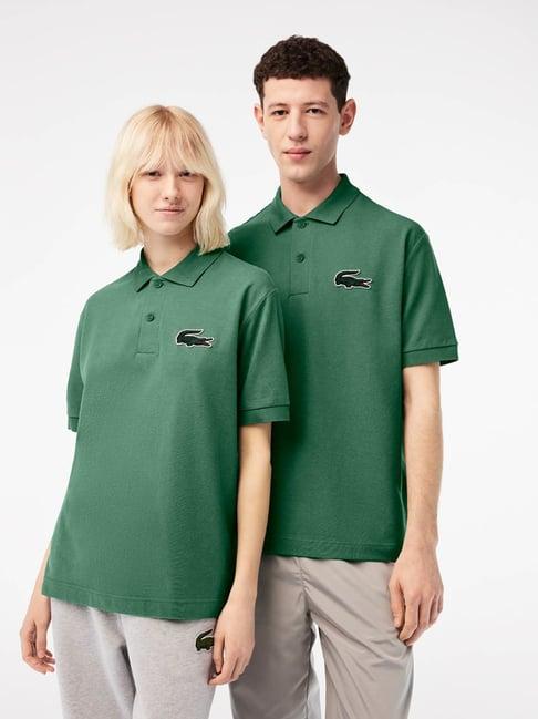 lacoste green cotton loose fit polo t-shirt