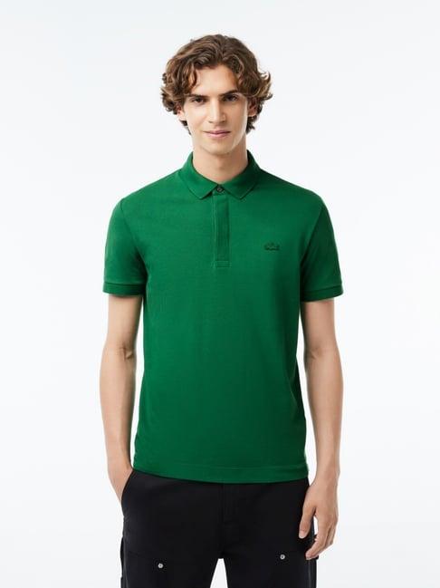 lacoste green cotton regular fit polo t-shirt