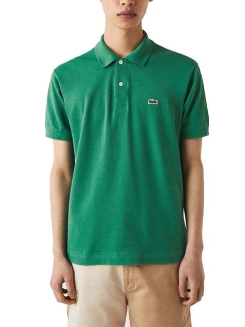 lacoste green cotton regular fit polo t-shirts