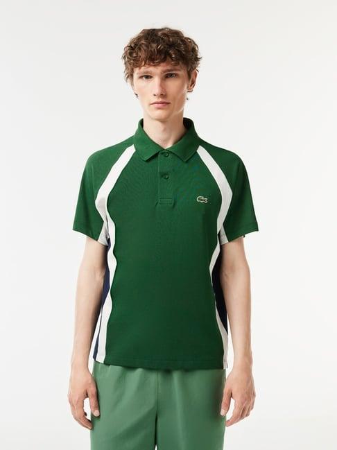 lacoste green cotton relaxed fit printed polo t-shirt