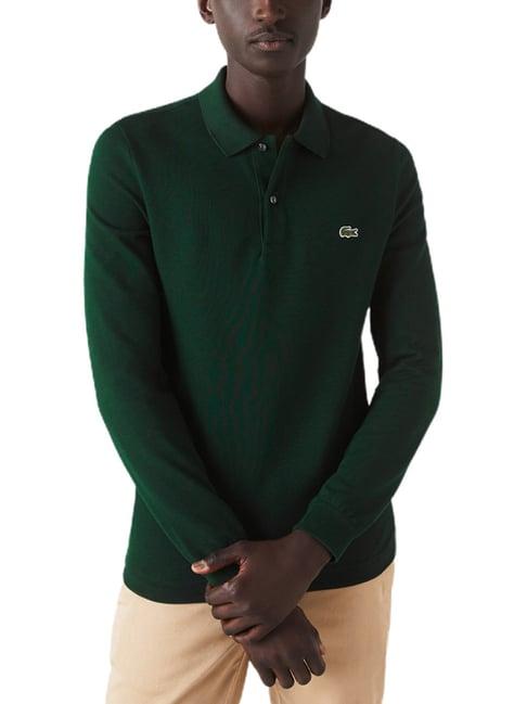 lacoste green cotton slim fit polo t-shirt