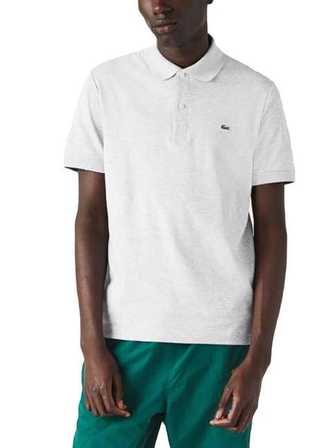 lacoste grey cotton regular fit polo t-shirts