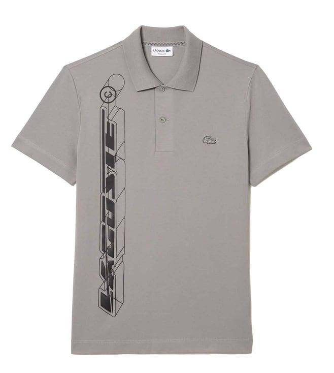 lacoste grey printed regular fit polo t-shirt