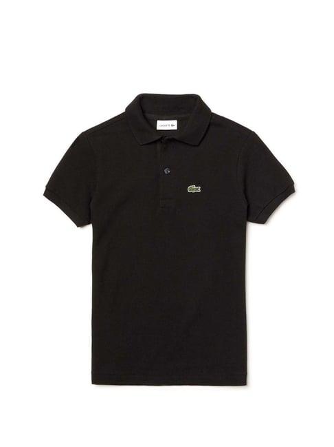 lacoste kids black petit pique polo t-shirt