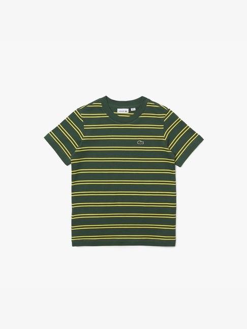 lacoste kids dark green striped t-shirt