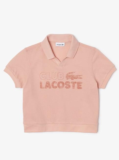 lacoste kids dusty pink printed t-shirt