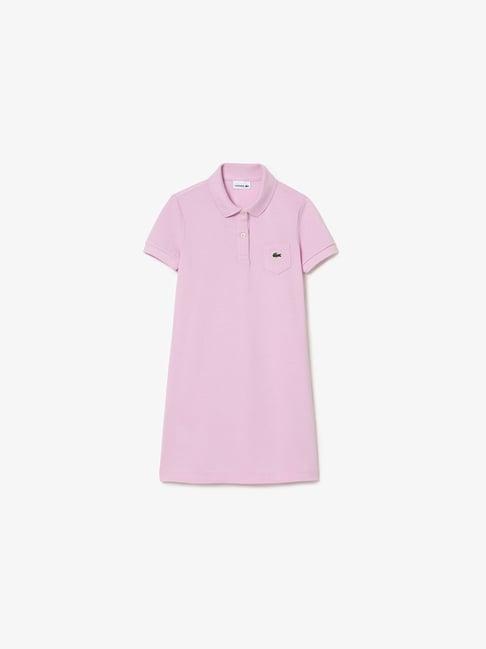 lacoste kids light pink solid polo dress