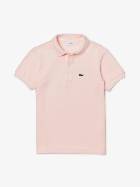 lacoste kids light pink solid polo t-shirt