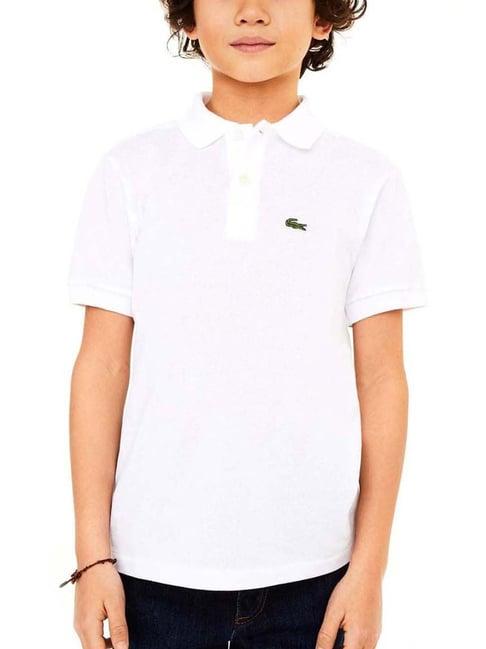 lacoste kids white petit pique polo t-shirt